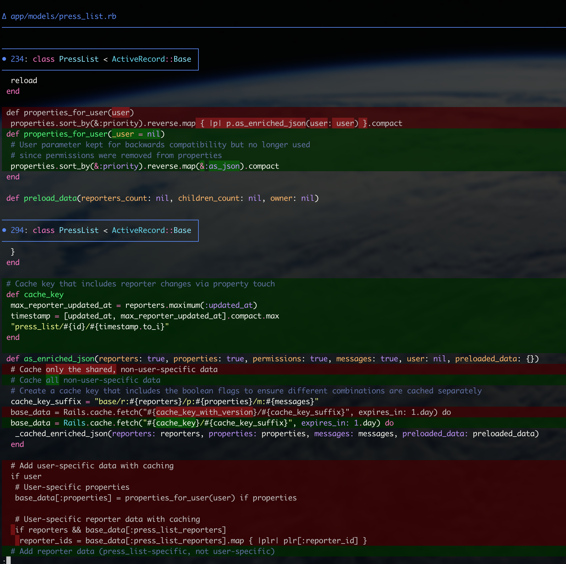git-delta diff output with syntax highlighting