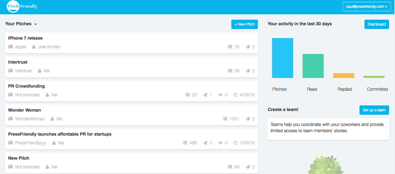 PitchFriendly V1 - Pitches Dashboard