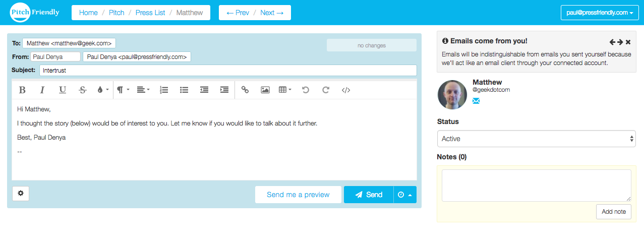 PitchFriendly V1 - Email Composer